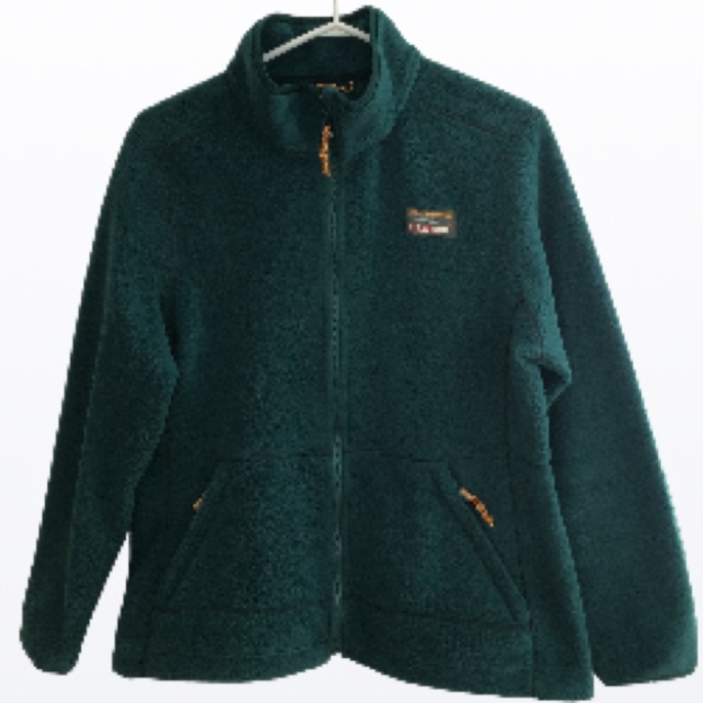LL Bean Forest green Fleece Zippered Jacket